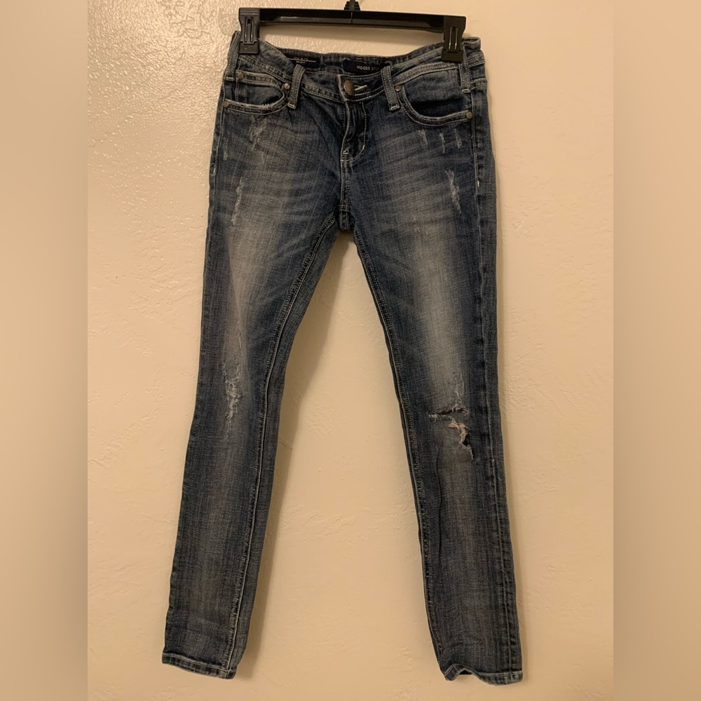 Vigoss The Ritz Skinny Blue Medium Wash Distressed Jeans Size 27